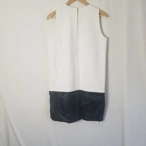 BR Banana Republic white and black faux leather sleeve less dress size 4